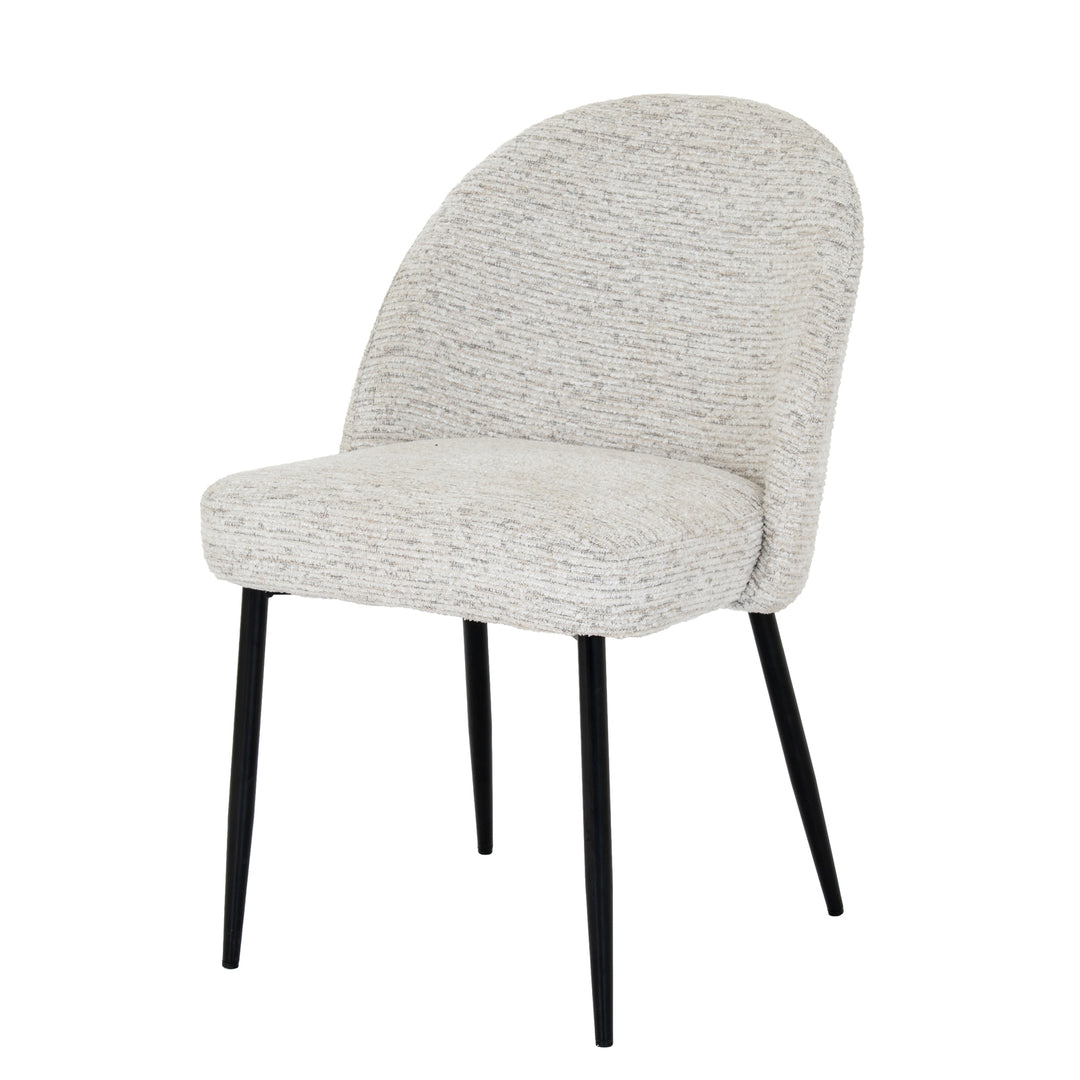 Gray textured chair with black legs on a white background