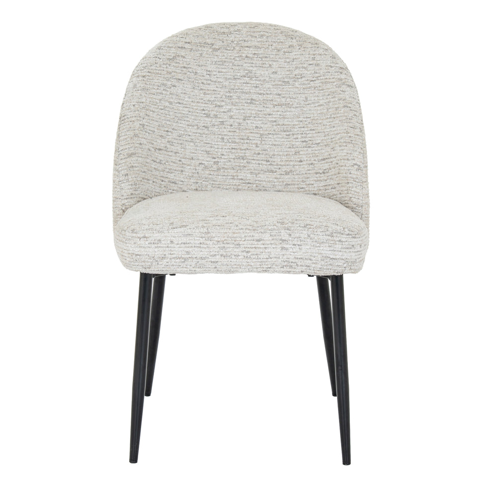 Gray textured chair with black legs on a white background