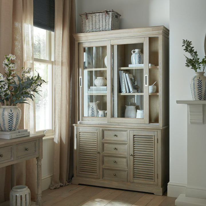 French farmhouse dresser base with wooden finish