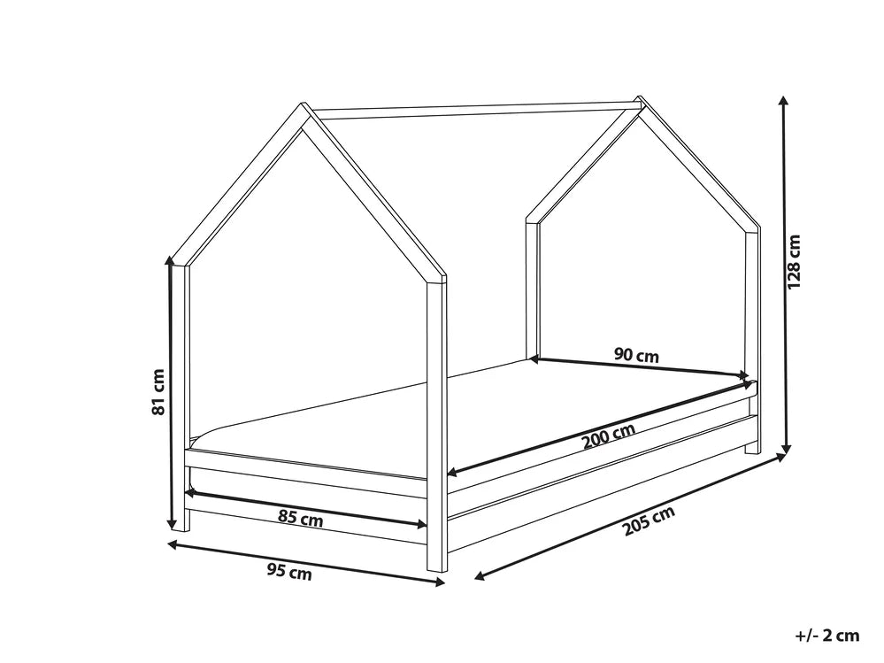 Kids Bed House Pine Wood 90 x 200 cm (EU Single) Grey Bolles