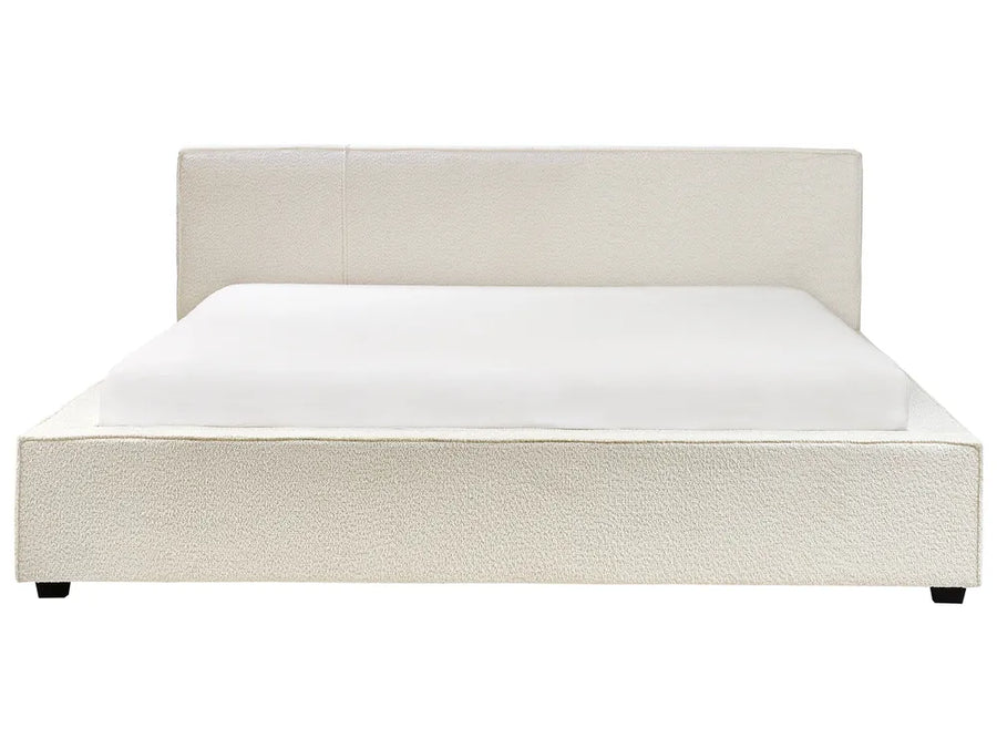 Off-white bouclé super king bed 180x200 cm