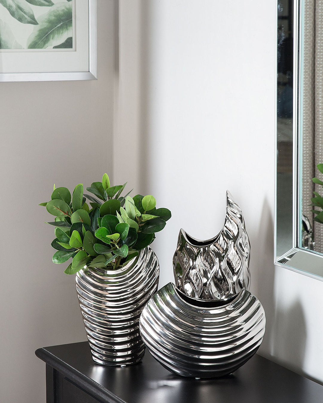 Haluza Decorative Vase Stoneware 35 cm Silver