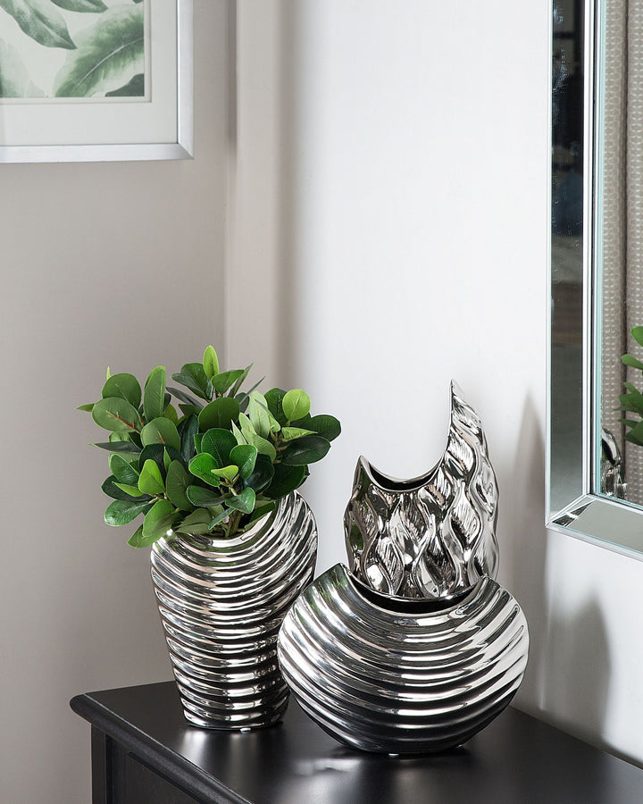 Haluza Decorative Vase Stoneware 35 cm Silver