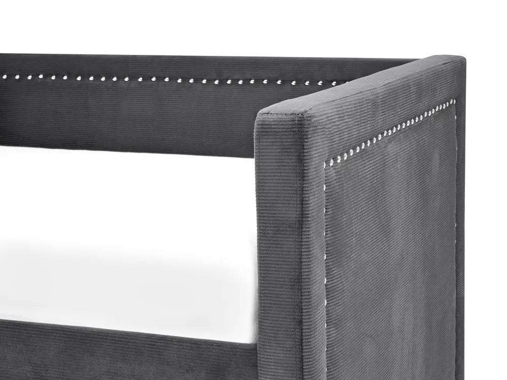 Trundle Bed Corduroy 90 x 200 cm (EU Single) Dark Grey Kelm