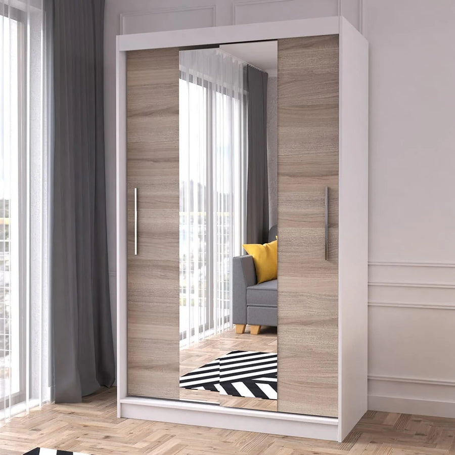 Neomi 01 Sliding Door Wardrobe 120cm in White Matt