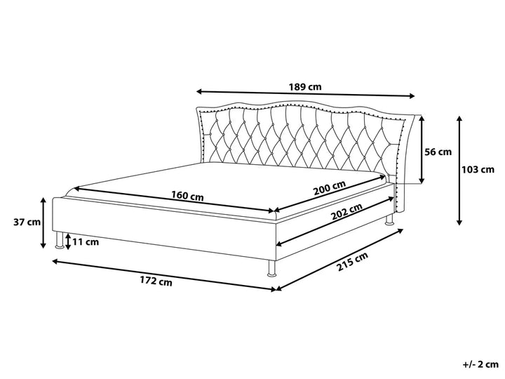 Bed Faux Leather 160 x 200 cm (EU King Size) Black Minas