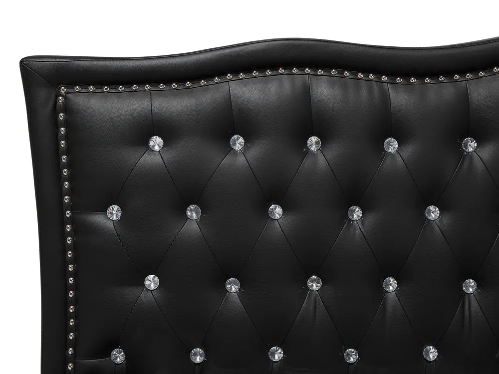 Bed Faux Leather 160 x 200 cm (EU King Size) Black Minas