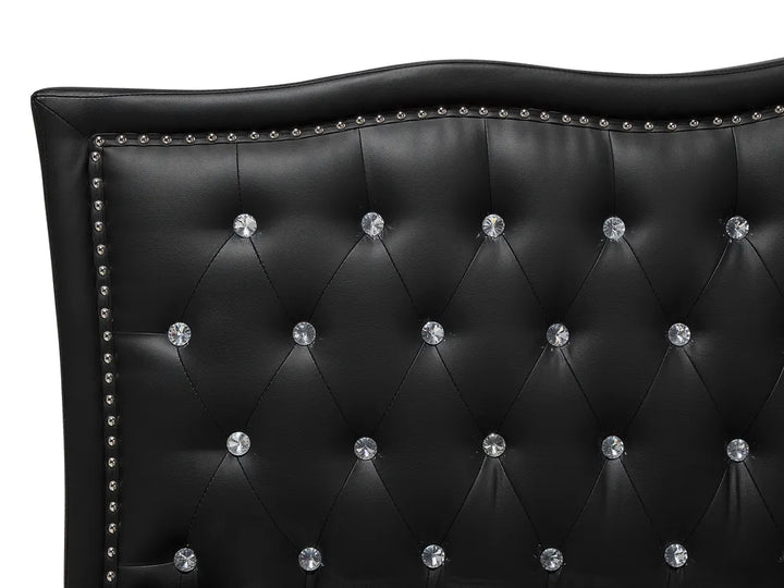 Bed Faux Leather 160 x 200 cm (EU King Size) Black Minas
