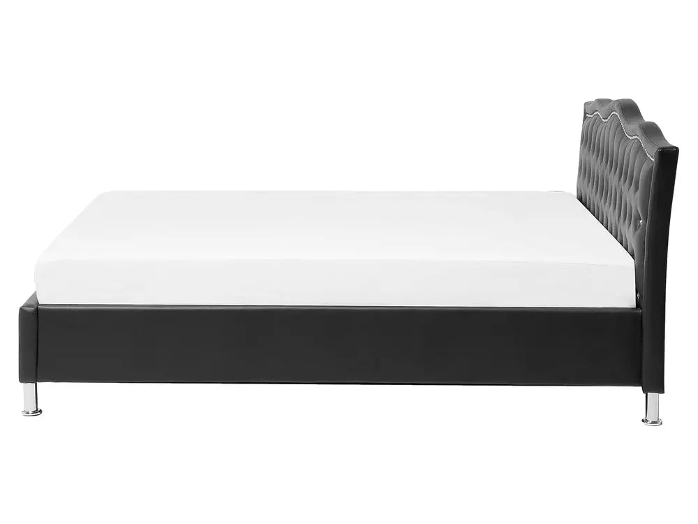 Bed Faux Leather 160 x 200 cm (EU King Size) Black Minas