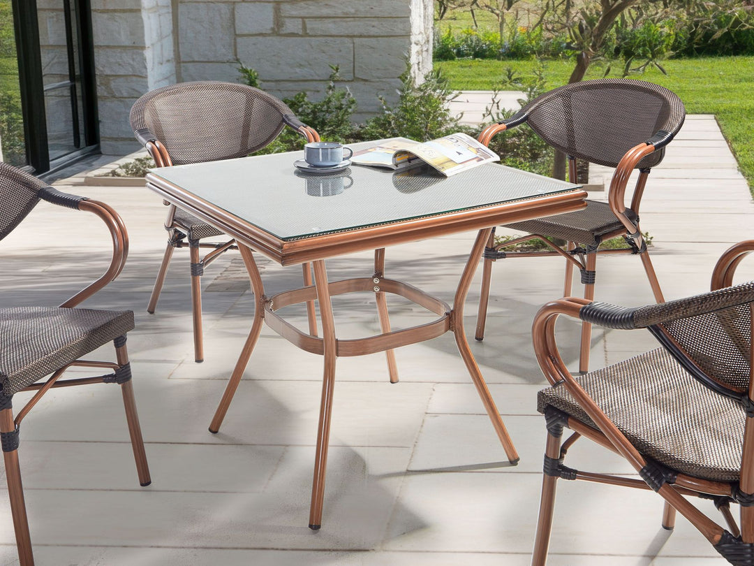 Caspri II Garden Dining Table  80 cm 80 cm Glass Grey