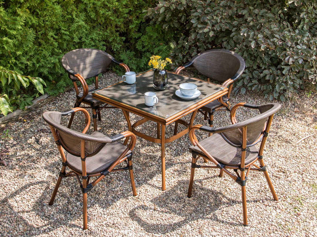 Caspri II Garden Dining Table  80 cm 80 cm Glass Grey