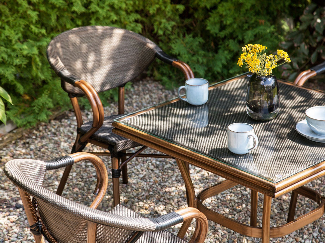 Caspri II Garden Dining Table  80 cm 80 cm Glass Grey