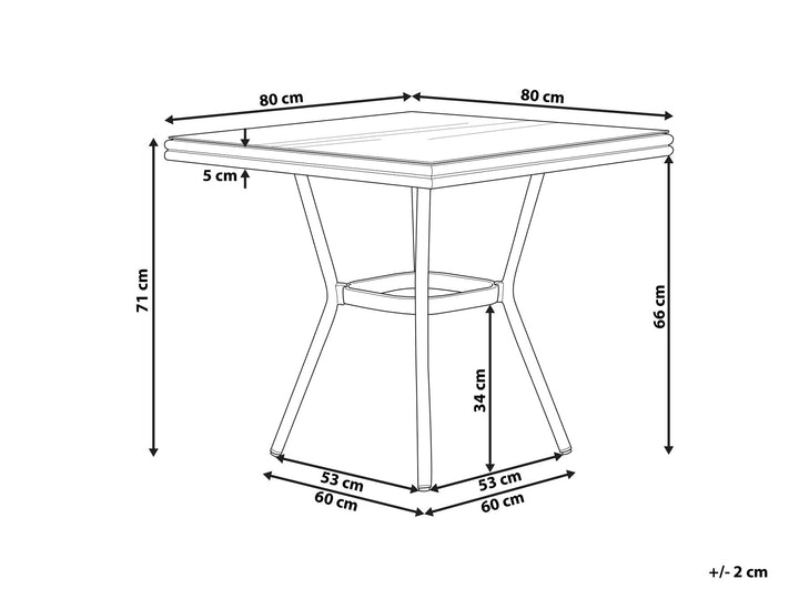Caspri II Garden Dining Table  80 cm 80 cm Glass Grey