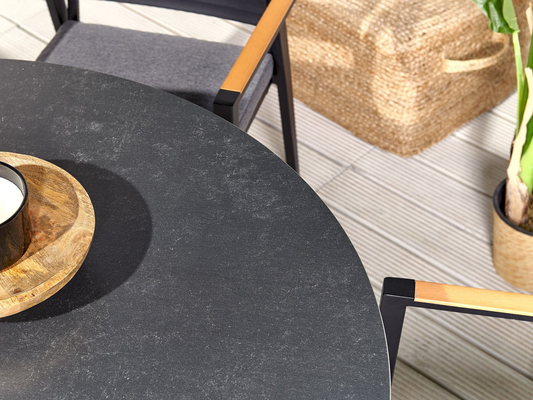 Malleto Garden Dining Table 120 cm 120 cm Glass Black