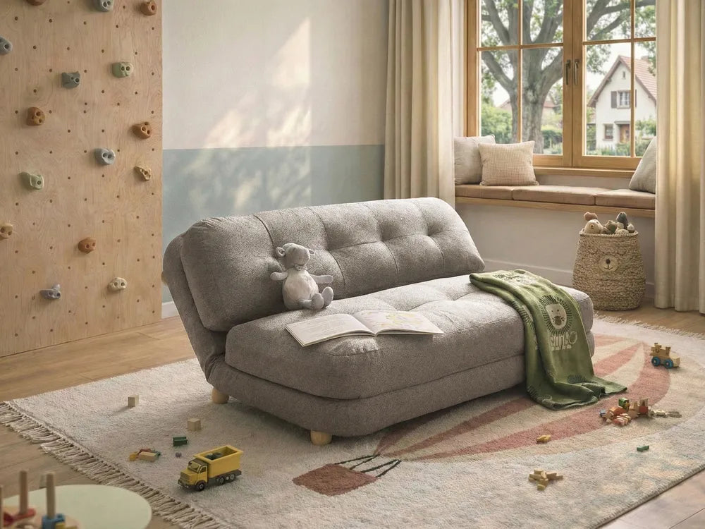 Sofa Bed 2 Seater Faux Linen Dark Grey Almarin