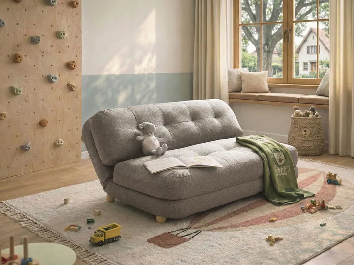 Sofa Bed 2 Seater Faux Linen Dark Grey Almarin