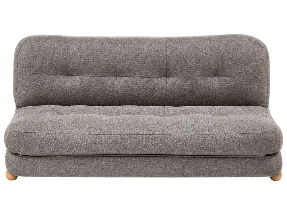 Dark grey faux linen 2 seater sofa bed with fold-flat backrest