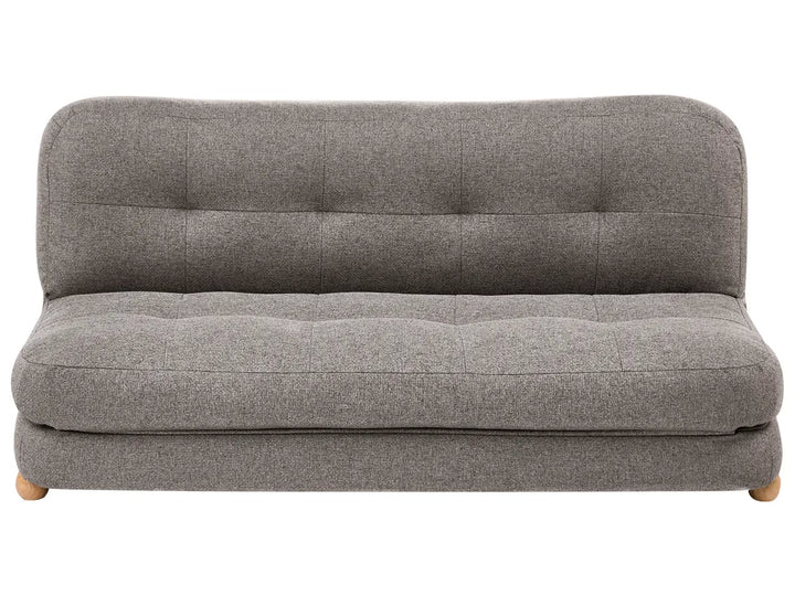 Dark grey faux linen 2 seater sofa bed with fold-flat backrest