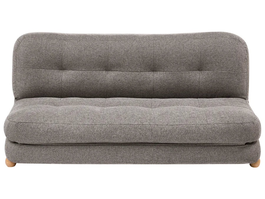 Dark grey faux linen 2 seater sofa bed with fold-flat backrest