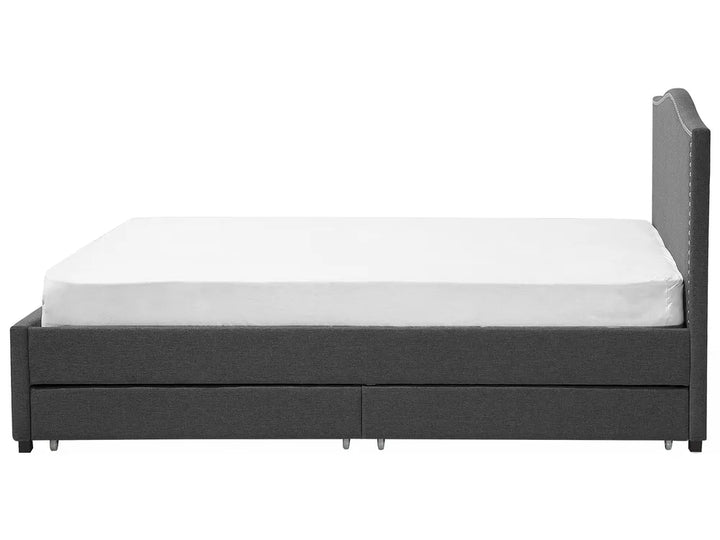 Bed with Storage Drawers Fabric 180 x 200 cm (EU Super King) Dark Grey Marilee