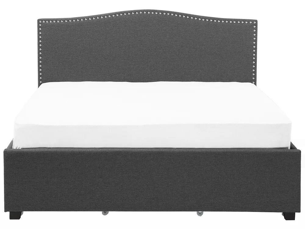 Bed with Storage Drawers Fabric 180 x 200 cm (EU Super King) Dark Grey Marilee