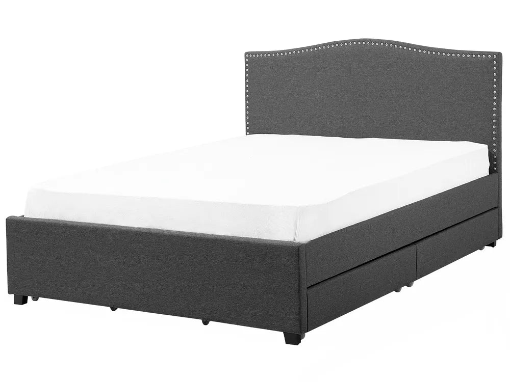 Bed with Storage Drawers Fabric 180 x 200 cm (EU Super King) Dark Grey Marilee