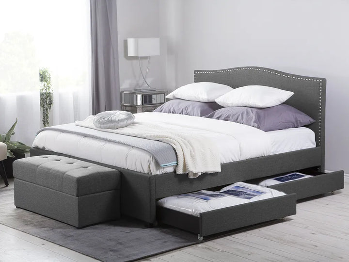 Bed with Storage Drawers Fabric 180 x 200 cm (EU Super King) Dark Grey Marilee