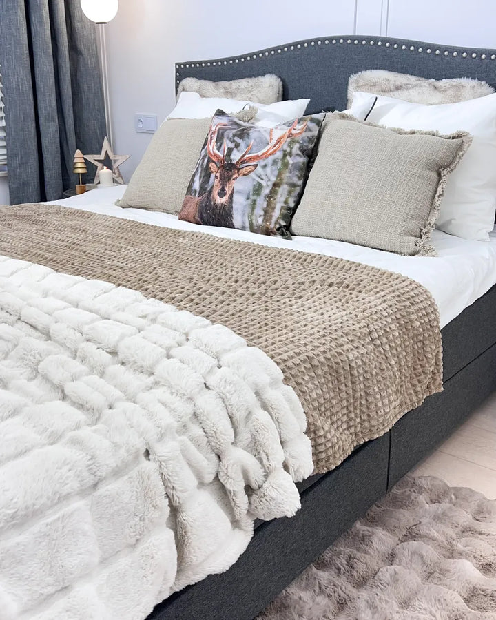 Bed with Storage Drawers Fabric 180 x 200 cm (EU Super King) Dark Grey Marilee