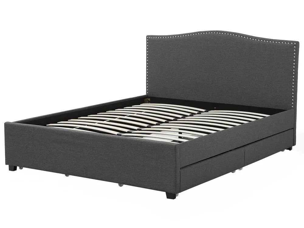 Bed with Storage Drawers Fabric 180 x 200 cm (EU Super King) Dark Grey Marilee