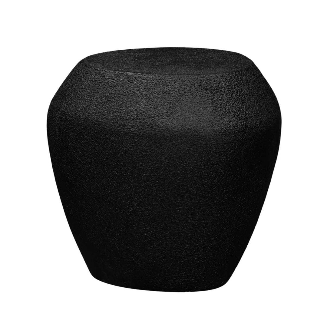 Black textured stool on a white background