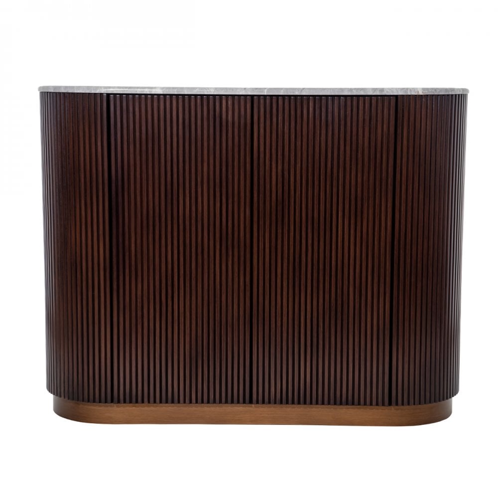 Wooden cylindrical object with a ribbed texture on a white background