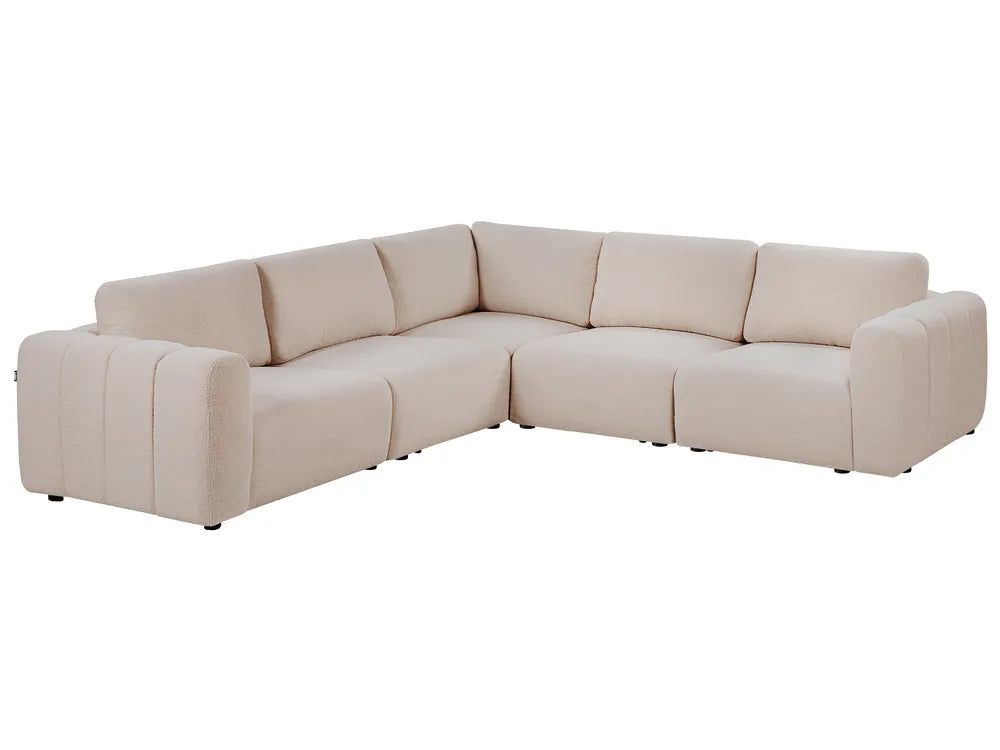 Modular Corner Sofa 5 Seater Boucle Beige Right Hand Regeani