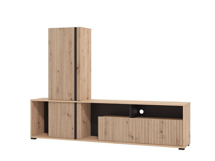 Miajah Artisan Oak Effect Slatted TV Entertainment Unit