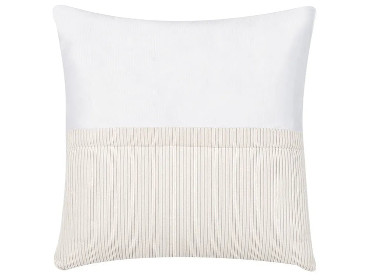 Corner Sofa 4 Seater Corduroy Off-White with Ottoman Right Hand Lecanto