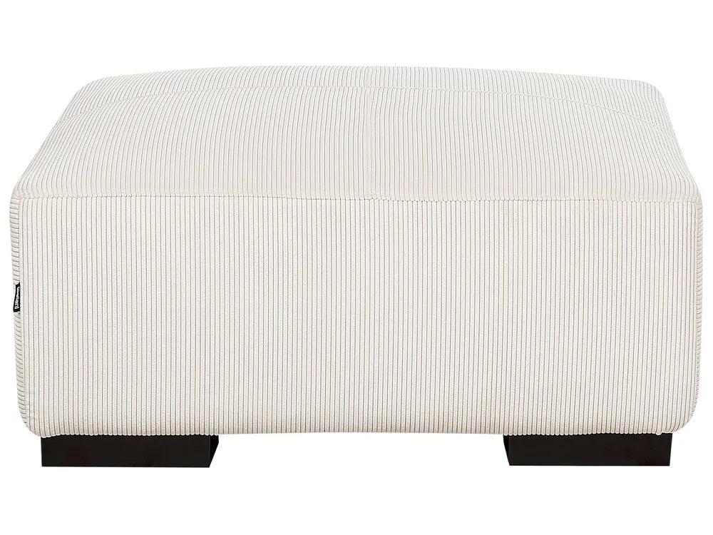 Corner Sofa 4 Seater Corduroy Off-White with Ottoman Right Hand Lecanto
