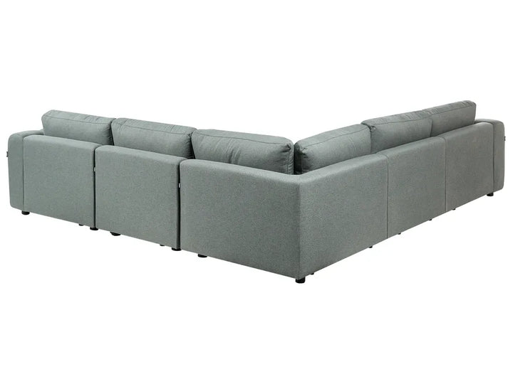 Modular Corner Sofa 5 Seater Fabric Green Right Hand Regeani