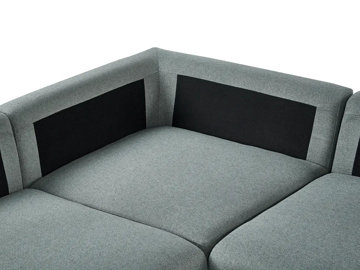 Modular Corner Sofa 5 Seater Fabric Green Right Hand Regeani
