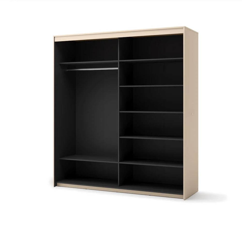 Modern Trend TS-01 200cm beige sliding door wardrobe with mirror