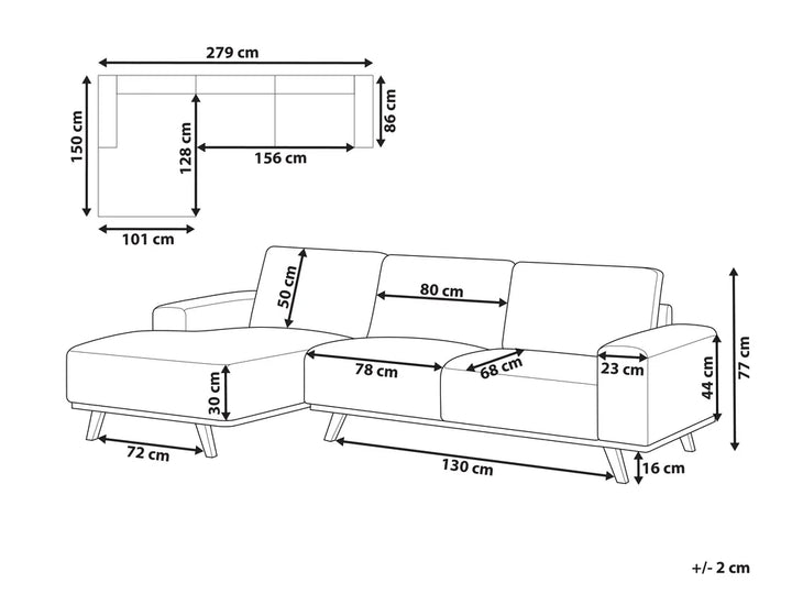 Corner Sofa 3 Seater Fabric Beige Right Hand Odriscoll