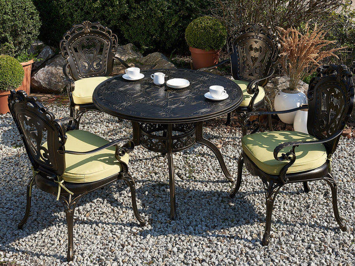 Sapri Garden Dining Table  100 cm 100 cm Metal Dark Brown