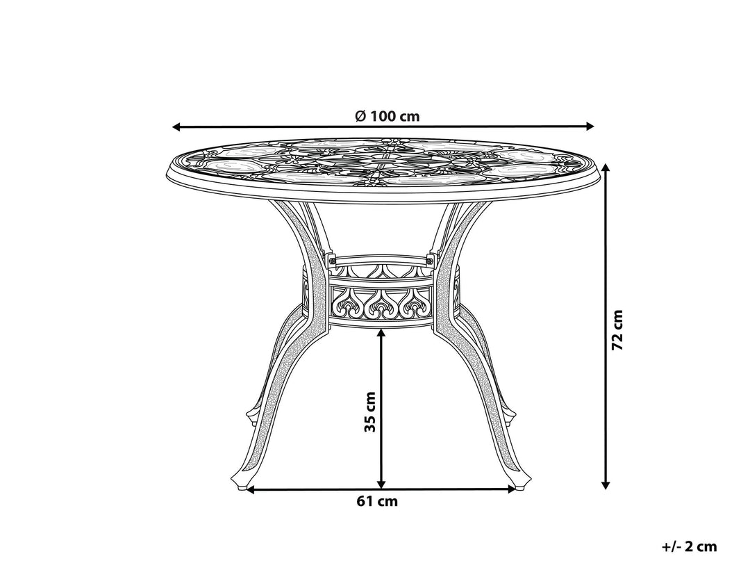 Sapri Garden Dining Table  100 cm 100 cm Metal Dark Brown