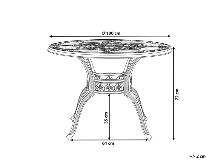 Sapri Garden Dining Table  100 cm 100 cm Metal Dark Brown