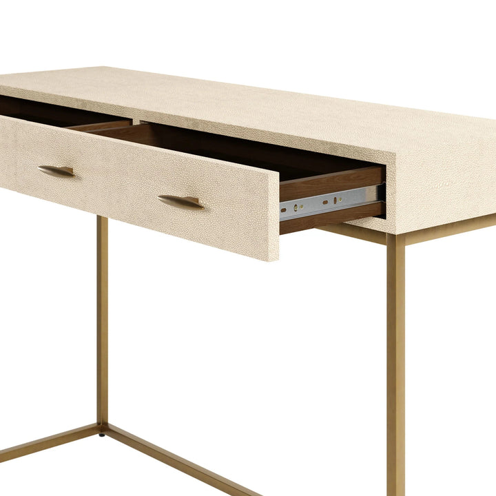 D.I. Designs Hampton Ivory Shagreen & Gold Console Table