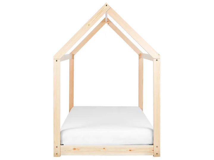 Kids Bed House Pine Wood 90 x 200 cm (EU Single) Light Brown Schlesinger