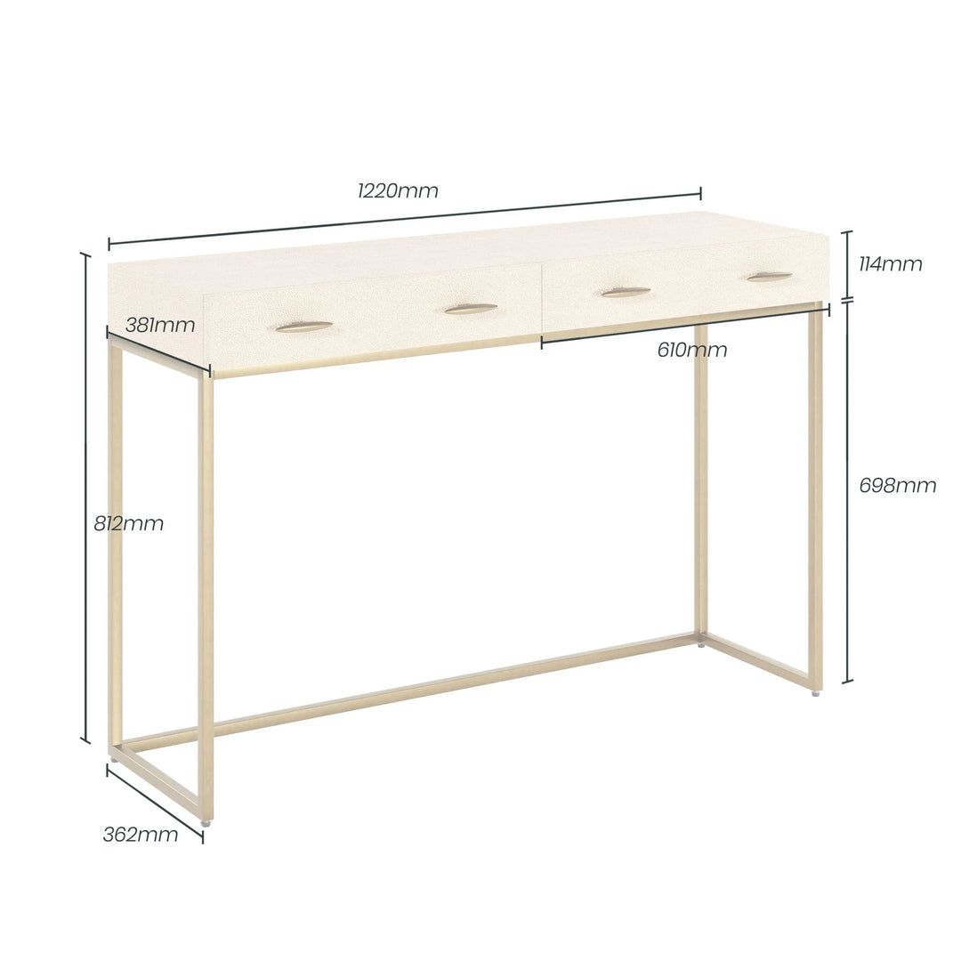 D.I. Designs Hampton Ivory Shagreen & Gold Console Table