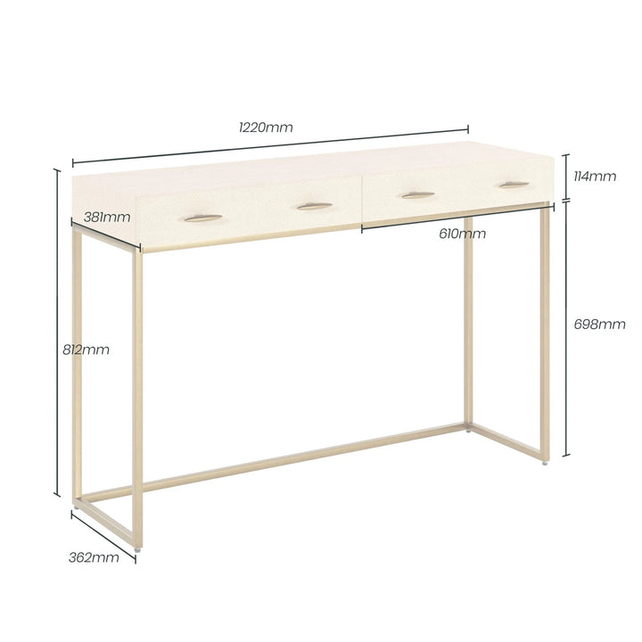 D.I. Designs Hampton Ivory Shagreen & Gold Console Table