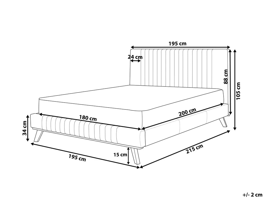 Bed Chenille 180 x 200 cm (EU Super King) Light Grey Oscar