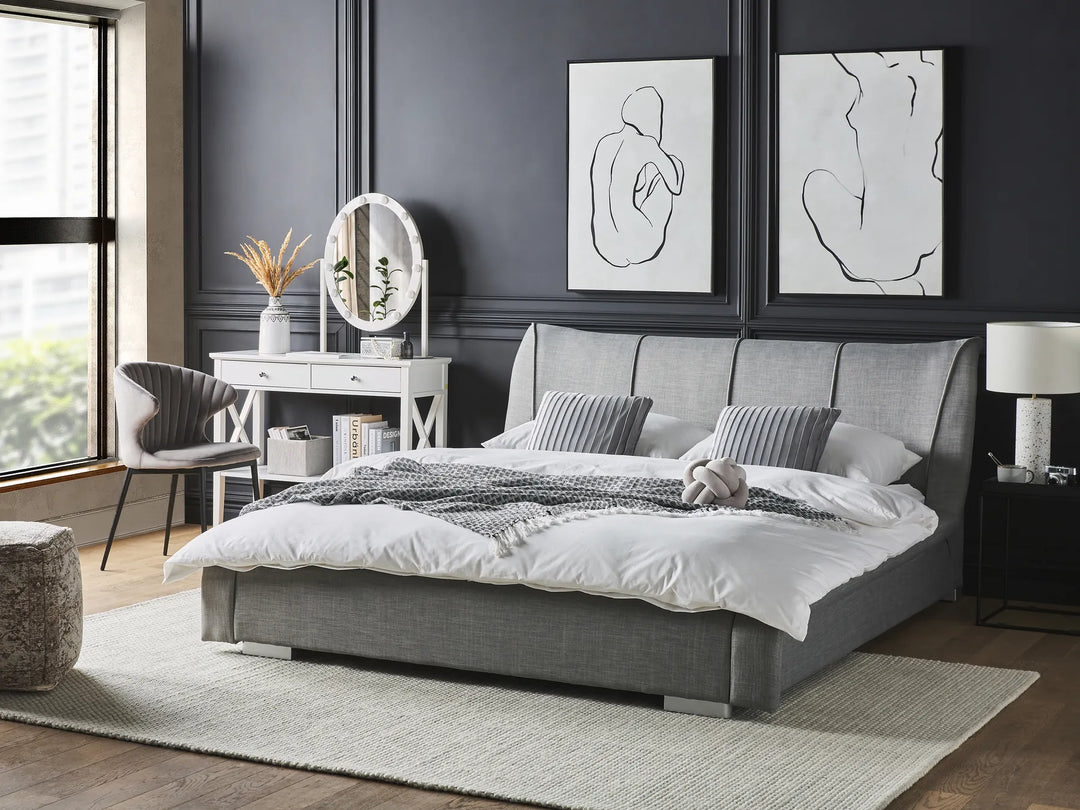 Modern EU king size waterbed in grey fabric