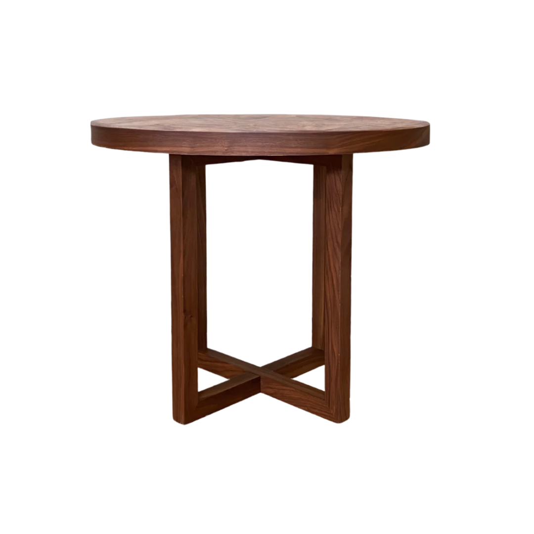 Iris Walnut Brown Wood Round Dining Table