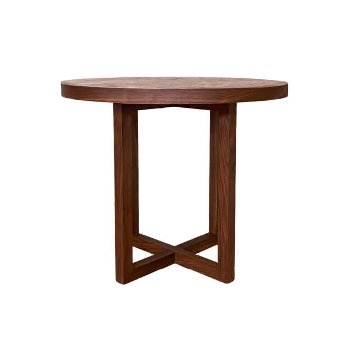 Iris Walnut Brown Wood Round Dining Table